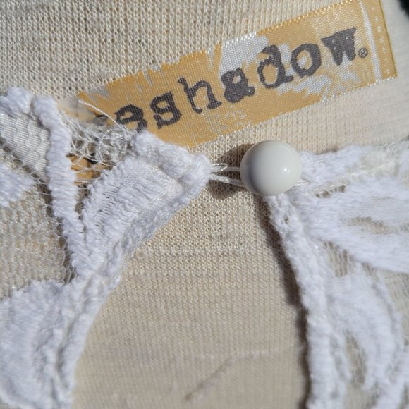 Eyeshadow Lace Floral Top 1/4 Sleeve Boat Neck White Womans X Small - Picture 7 of 8